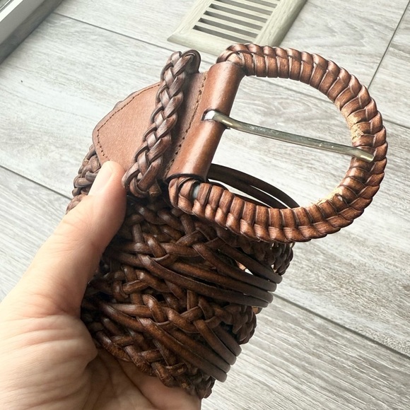 Vintage Handmade Wide Woven Leather Belt - Picture 14 of 15